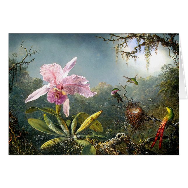 Carte d'orchidée et de colibris (Devant horizontal)