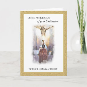 Carte d'ordination de prêtre catholique religieux