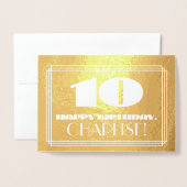 Carte Dorée 10e anniversaire : Nom + Art Déco Inspiré Look "10 (Devant avec enveloppe)