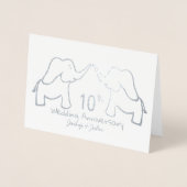 Carte Dorée 10ème Mariage de la boîte Anniversaire éléphant (Devant)