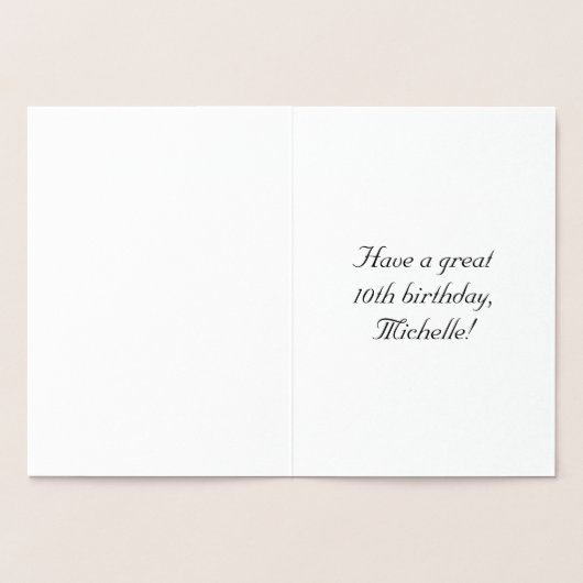 Carte Dorée 10th Birthday: Elegant, Ornate Script; Custom Name (Intérieur)