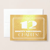 Carte Dorée 12e anniversaire : Nom + Art Déco Inspiré Look "12 (Devant avec enveloppe)