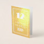 Carte Dorée 12e Anniversaire ~ Style Art Déco "12" & Nom Perso (Devant)
