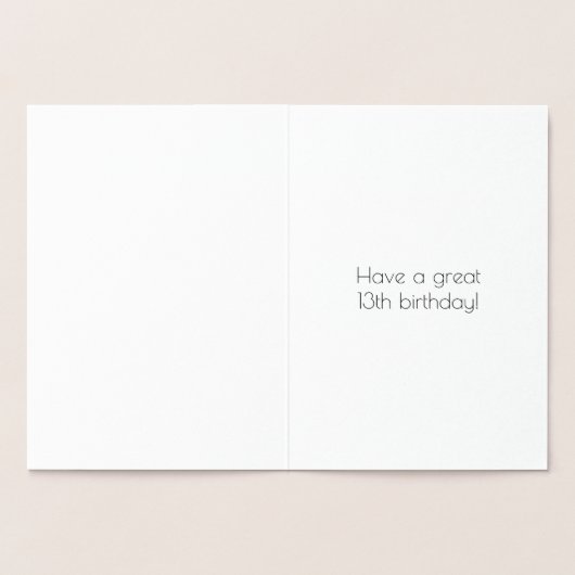 Carte Dorée 13ème anniversaire ~ Style Art Déco "13" & Nom per (Intérieur)