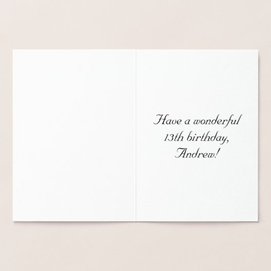 Carte Dorée 13th Birthday: Elegant, Ornate Script; Custom Name (Intérieur)