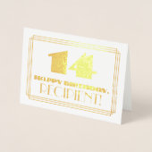 Carte Dorée 14e anniversaire ; nom + Art Déco Inspiré Look "14 (Devant)