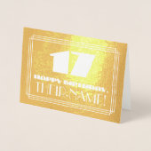 Carte Dorée 17ème anniversaire : Nom + Art Déco Inspiré Look " (Devant)