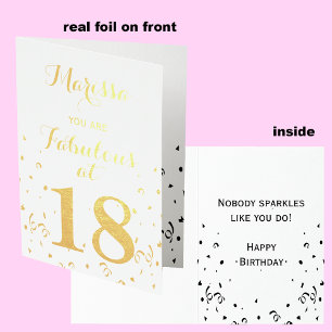 Carte Dorée 18e anniversaire Gold Foil Vous êtes fabuleux à 18