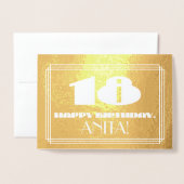 Carte Dorée 18e anniversaire : Nom + Art Déco Inspiré Look "18 (Devant avec enveloppe)