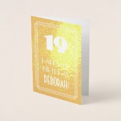 Carte Dorée 19e anniversaire ~ Style Art Déco "19" & Nom perso (Devant)