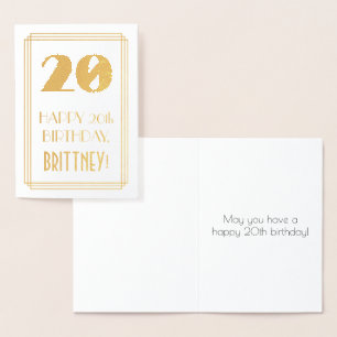 Carte Dorée 20e anniversaire : Art Déco Inspiré Look "20" & No