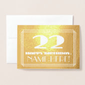 Carte Dorée 22e anniversaire : Nom + Art Déco Inspiré Look "22 (Devant avec enveloppe)