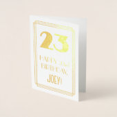 Carte Dorée 23e anniversaire : Art Déco Inspiré Look "23" & No (Devant)