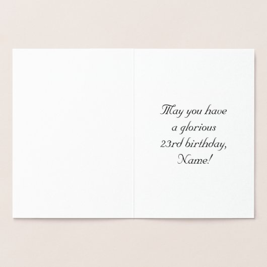 Carte Dorée 23e anniversaire : Élégant, Script Orné; Nom perso (Intérieur)