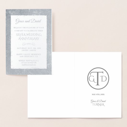 Carte Dorée 25e anniversaire de mariage Glam Real Gold Foil (Affichage)