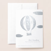 Carte Dorée 25e anniversaire mariage de montgolfière d'argent (Derrière avec enveloppe)
