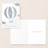 Carte Dorée 25e anniversaire mariage de montgolfière d'argent (Affichage)