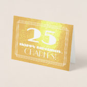 Carte Dorée 25e anniversaire : Nom + Art Déco Inspiré Look "25 (Devant)