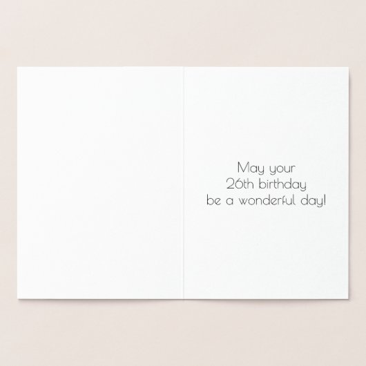 Carte Dorée 26e anniversaire : Art Déco Inspiré Look "26" & No (Intérieur)