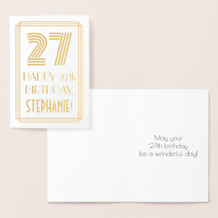 Carte Dorée 27e anniversaire - Art Déco Inspiré Look "27" & No