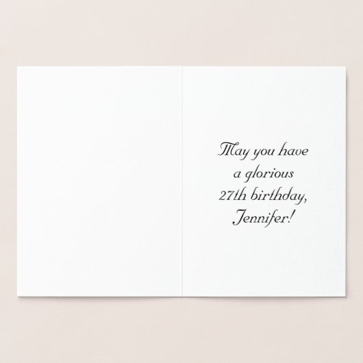 Carte Dorée 27e anniversaire : Élégant, Script Orné; Nom perso (Intérieur)