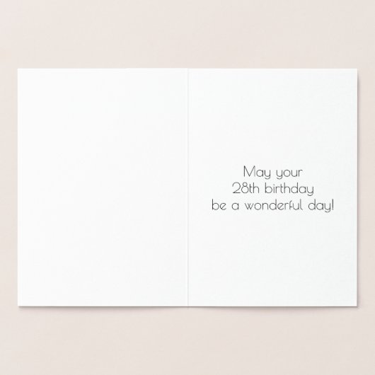 Carte Dorée 28e anniversaire : Art Déco Inspiré Look "28" & No (Intérieur)