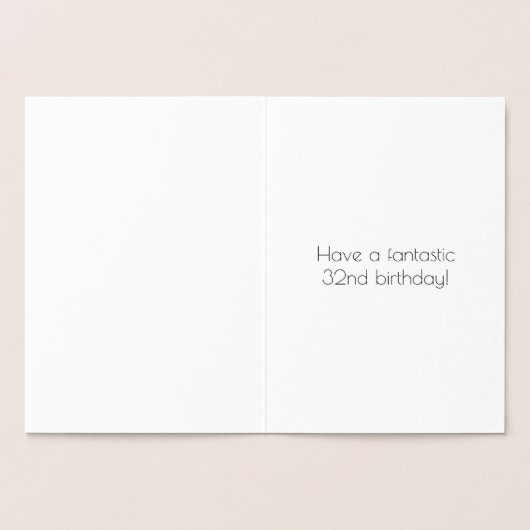 Carte Dorée 32e anniversaire ~ Style Art Déco "32" & Nom perso (Intérieur)