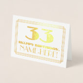 Carte Dorée 33ème anniversaire ; nom + Art Déco Inspiré Look " (Devant)
