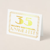 Carte Dorée 35e anniversaire ; nom + Art Déco Inspiré Look "35 (Devant)