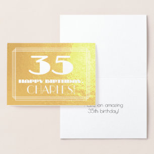 Carte Dorée 35e anniversaire : Nom + Art Déco Inspiré Look "35