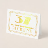 Carte Dorée 37ème anniversaire ; nom + Art Déco Inspiré Look " (Devant)