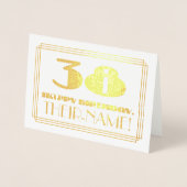 Carte Dorée 38ème anniversaire ; nom + Art Déco Inspiré Look " (Devant)