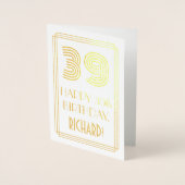 Carte Dorée 39e anniversaire - Art Déco Inspiré Look "39" & No (Devant)