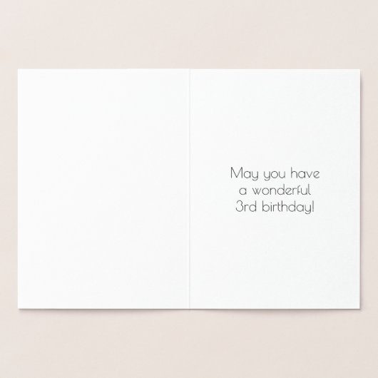 Carte Dorée 3e anniversaire : Art Déco Inspiré Look "3" & Nom (Intérieur)