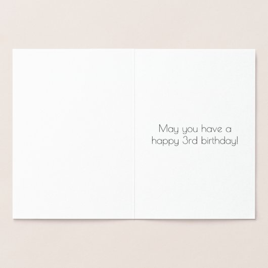 Carte Dorée 3e anniversaire - Art Déco Inspiré Look "3" + Nom (Intérieur)