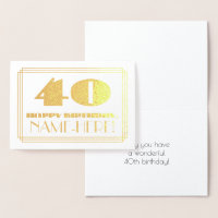 40e anniversaire ; nom + Art Déco Inspiré Look "40
