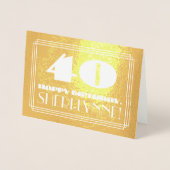 Carte Dorée 40e anniversaire : Nom + Art Déco Inspiré Look "40 (Devant)