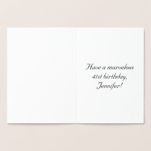 Carte Dorée 41e anniversaire : Élégant, Script Orné; Nom perso (Intérieur)