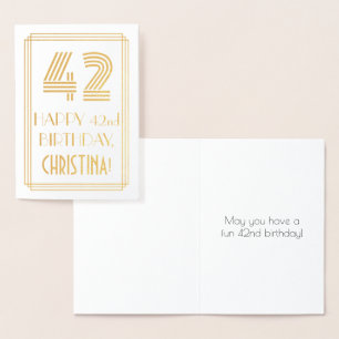 Carte Dorée 42e anniversaire - Art Déco Inspiré Look "42" & No