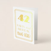 Carte Dorée 42e anniversaire : Art Déco Inspiré Look "42" & No (Devant)