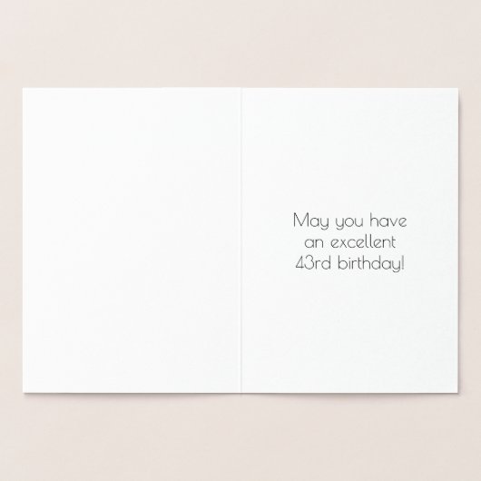 Carte Dorée 43e anniversaire - Art Déco Inspiré Look "43" + No (Intérieur)