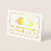 Carte Dorée 45ème anniversaire ; nom + Art Déco Inspiré Look " (Devant)