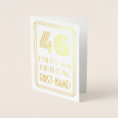 Carte Dorée 46e anniversaire - Art Déco Inspiré Look "46" & No (Devant)