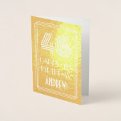 Carte Dorée 46e anniversaire - Art Déco Inspiré Look "46" + No (Devant)