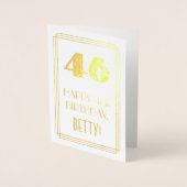 Carte Dorée 46e anniversaire : Art Déco Inspiré Look "46" & No (Devant)