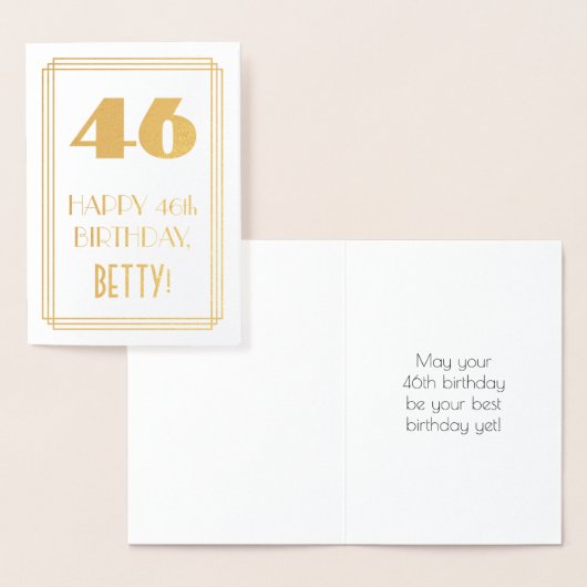Carte Dorée 46e anniversaire : Art Déco Inspiré Look "46" & No (Affichage)