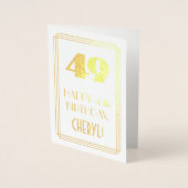 Carte Dorée 49e anniversaire : Art Déco Inspiré Look "49" & No (Devant)