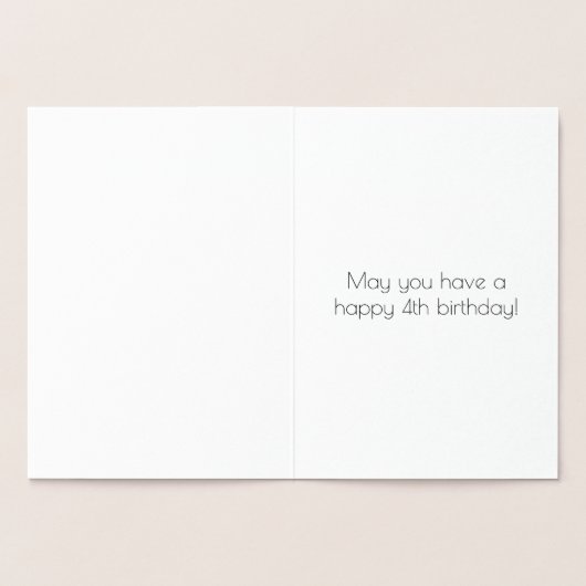 Carte Dorée 4e Anniversaire – Thème Art déco "4" + Nom (Intérieur)