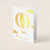 Carte Dorée 50e anniversaire du mariage d'or en montgolfière (Devant)