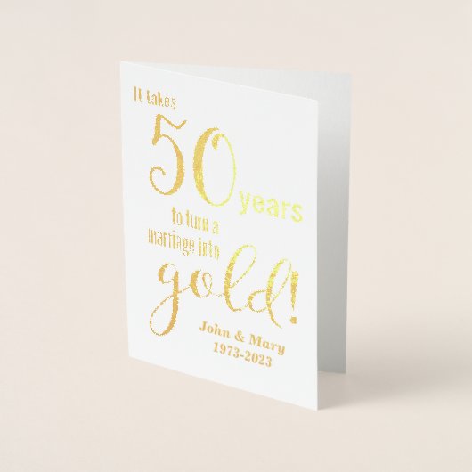 Carte Dorée 50e anniversaire du Mariage Or (Devant)
